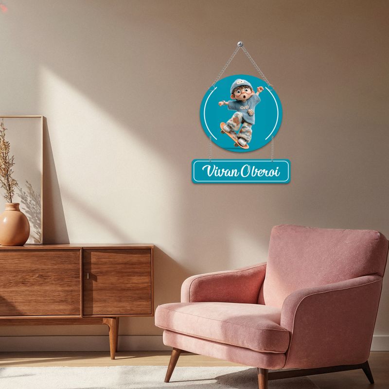 Personalized Skater Boy Wooden Wall Hanging